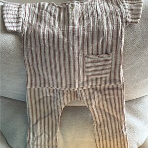 Rylee + Cru Striped Kids Matching Set in Cream and Brown